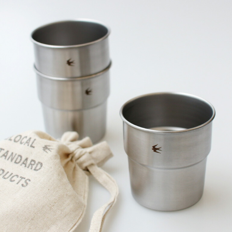 スタッキングカップ シルバー ステンレス 収納袋付 シンプル スタイリッシュ アウトドアツバメ グローカルスタンダードプロダクツ拍卖