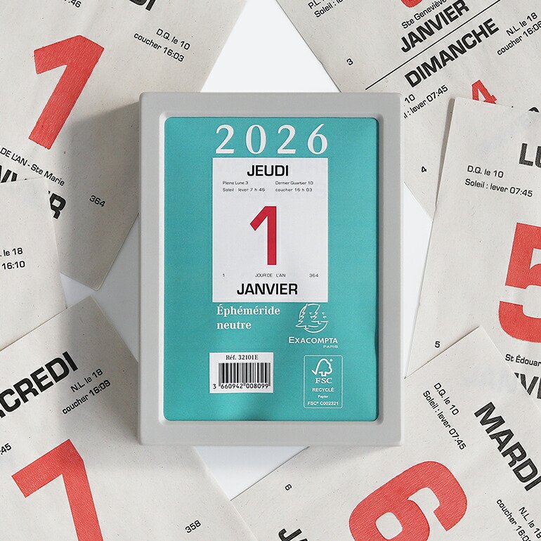日めくりカレンダー 2026年 フランス 卓上 壁掛け おしゃれ EXACOMPTA エグザコンタ (大) 2026拍卖