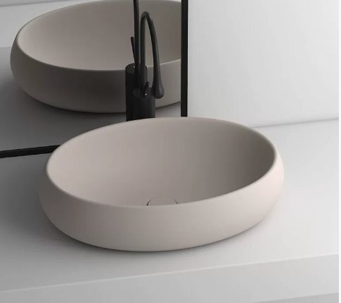 カーキ色モランディ緑楕円台洗面器家庭用セラミックトイレベランダ洗面器拍卖