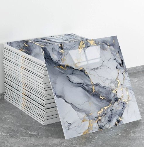 アルマイト壁紙自接着防水防湿壁面フェルト板キッチン壁板模造大理石壁タイル貼りシール100枚拍卖