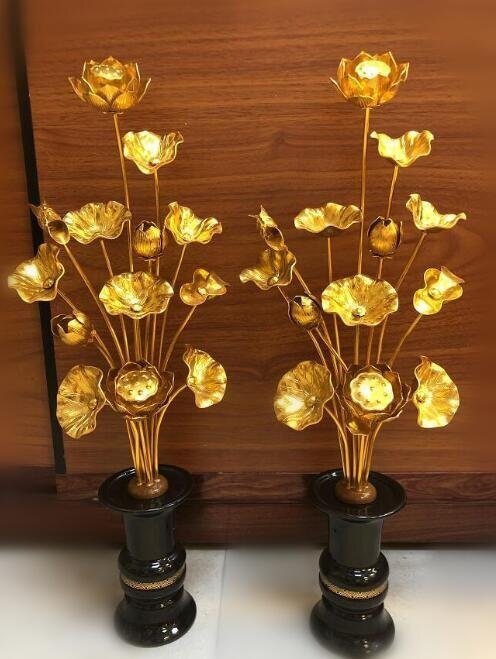 「密教 法具 寺院用仏具」 供養 常花 アルミ製 1対 高さ:40CM拍卖