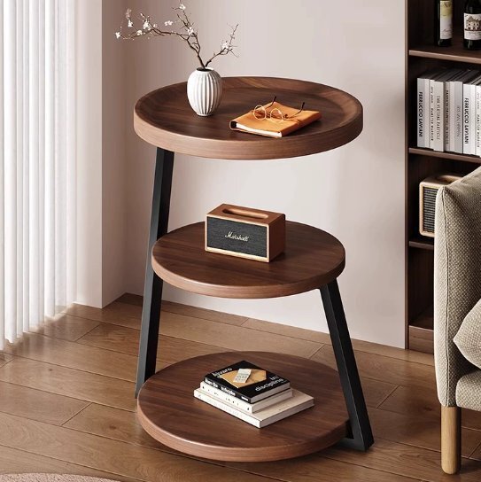 アンティーク風ベッドサイドベッドルーム家庭用小型タイプベッドサイドキャビネット多層円形ベッドサイド棚ニッチなデザイン感拍卖