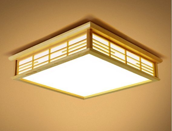 日本の畳の天井灯の原木のLEDシンプルな目を保護しますリビングルームの照明器具拍卖