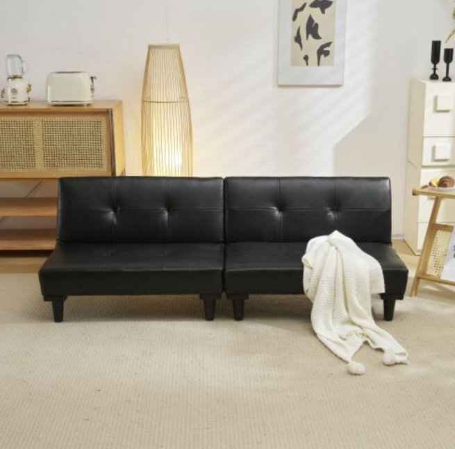 ソファベッド ソファ ベッド ロータイプ 2人 PU リクライニングソファ 背もたれ3段階 取付可能な脚 省スペース 一人暮らし お手入れ簡単 自拍卖