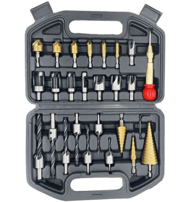 ドリル26pcセットパゴダドリルセンター沖木工三尖ドリル五刃面取り器木栓ドリル拍卖