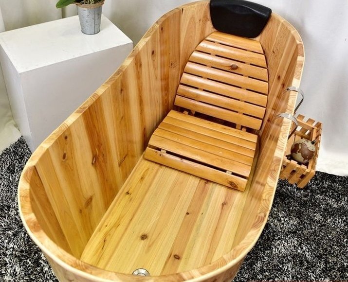 美容院厚手大人のお風呂木桶浴桶木桶入浴桶無垢材のバスタブ家庭用桶蓋付き拍卖