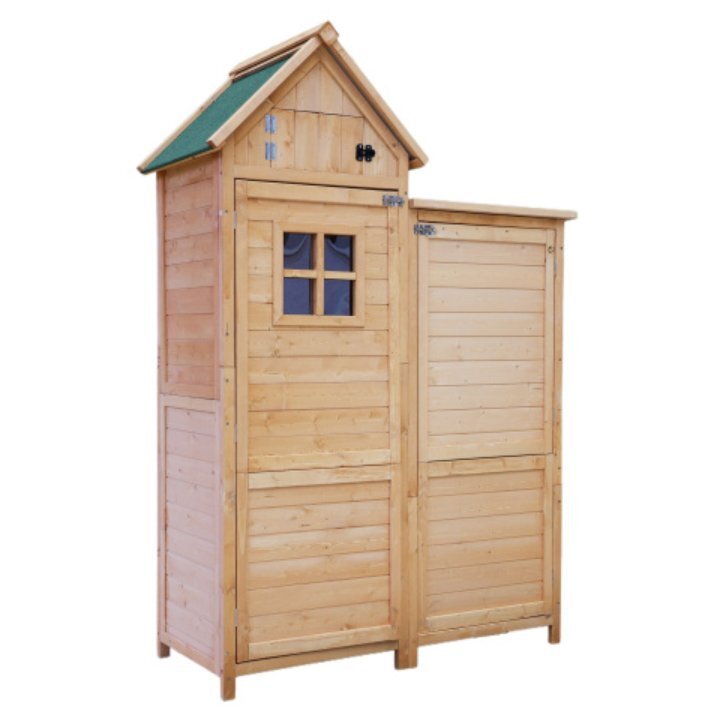 【国内発送】新作 木製物置き収納 物置 収納庫 シェルフ 天然杉 ガーデンファニチャー 屋外収納 天然木 ウッドストッカー ベランダ 庭 屋外拍卖