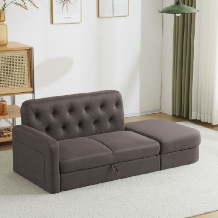 【国内発送】ソファ 2-3人掛け カウチソファ 収納機能 左右に使える片肘 オットマン レイアウト ローソファ コーナーソファー l字ソファー拍卖