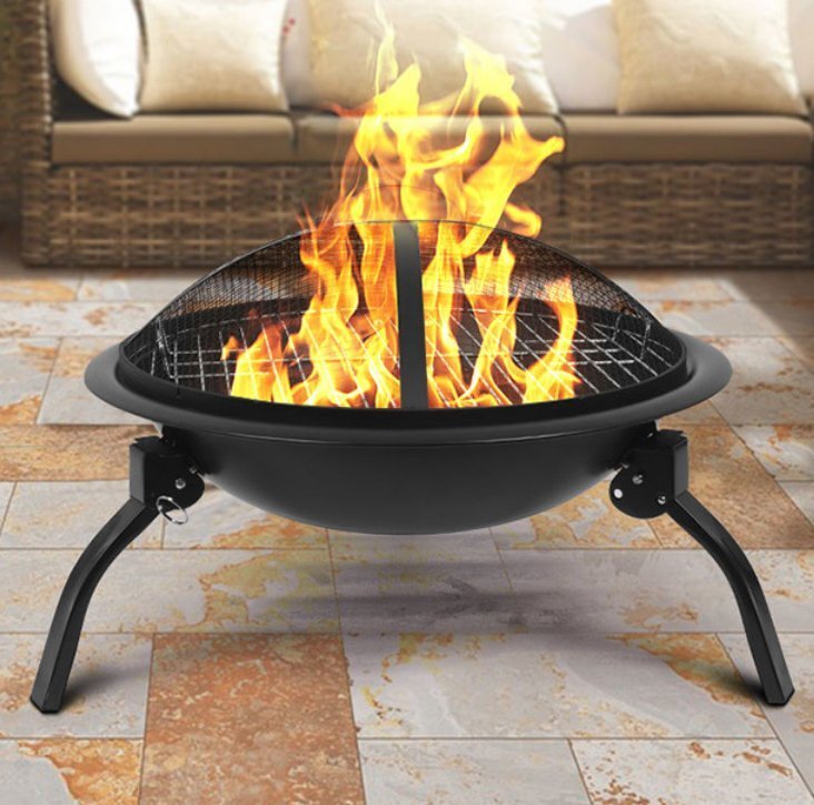 足折り戸外バーベキュー火鉢屋内庭火鉢円形薪ストーブ戸外キャンプ暖房ストーブ拍卖
