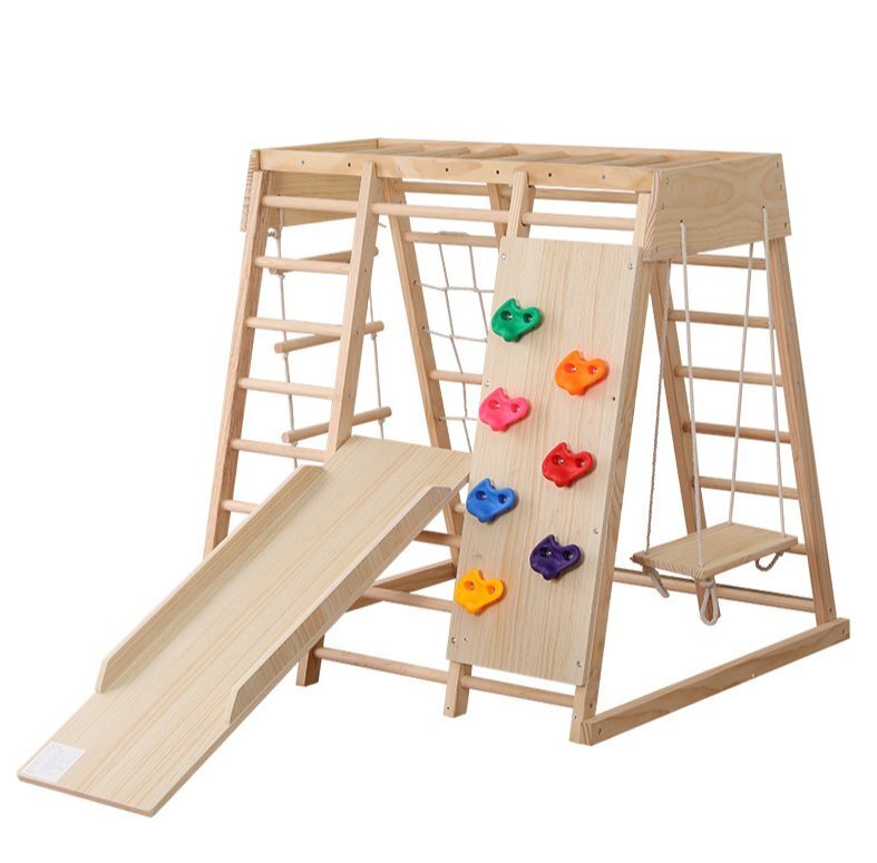 子供の無垢材の室内ロッククライミング滑り台体力クライミング台幼児教育統木製訓練感拍卖