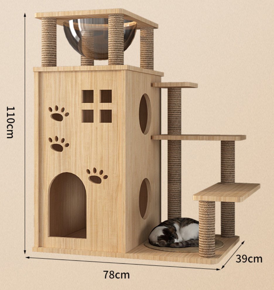 猫小屋猫別荘木一体猫の家柱猫城登り室内家庭用拍卖