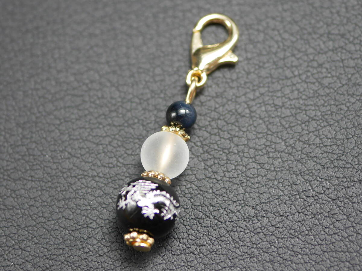 ドラゴン彫刻ブラックオニキスのシンプルチャーム 378拍卖