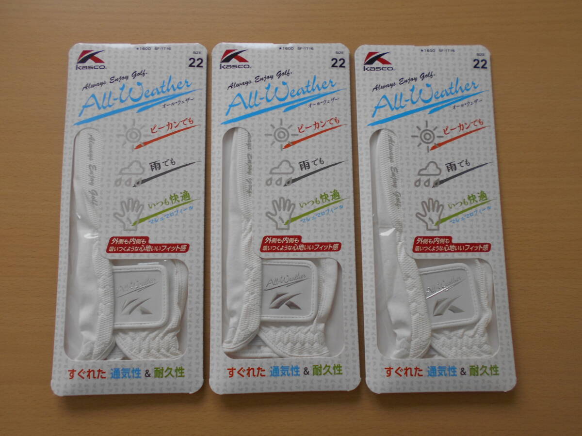 ★キャスコ★オールウェザーグローブ★22cm★3枚★ホワイト★新品★拍卖