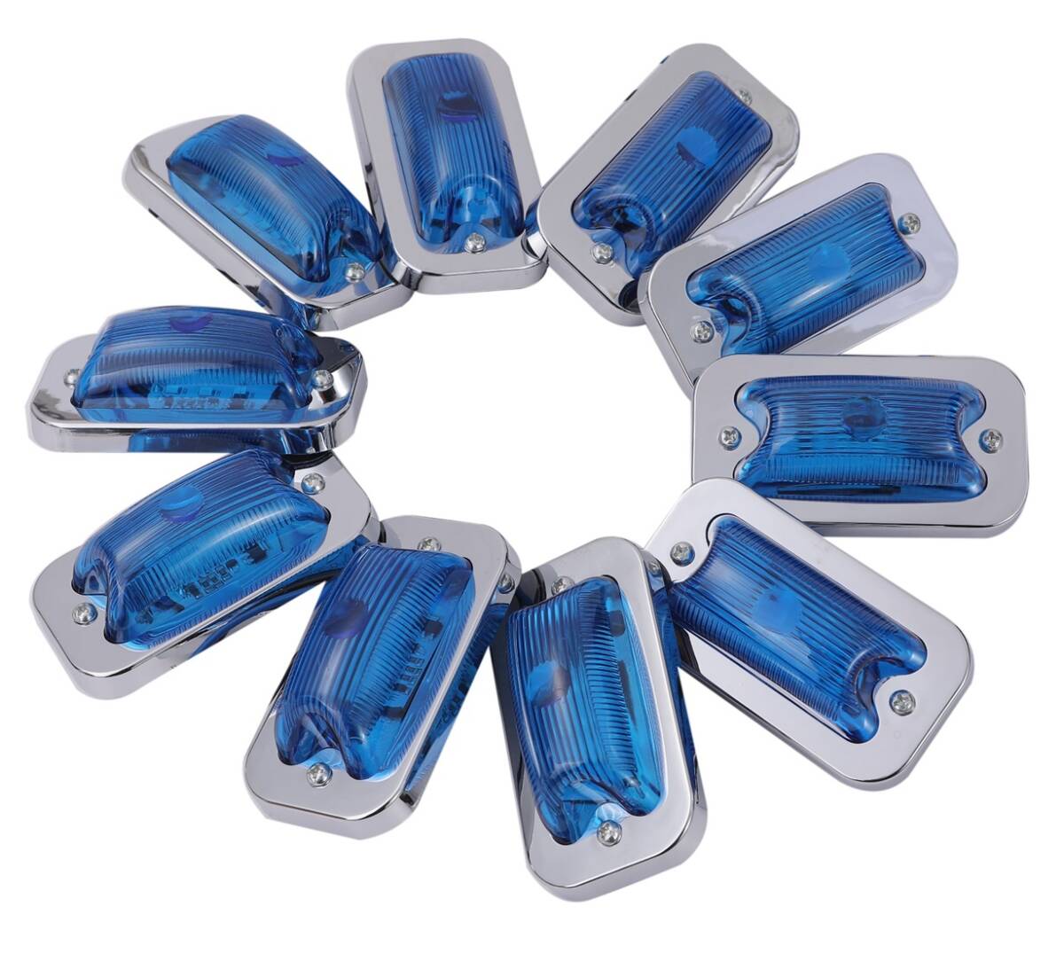 LED 24V 角型 サイド マーカー ランプ 10個セット ブルー 前開きタイプ ガラスレンズ ライト デコトラ トラック トレーラー ボート 汎用拍卖