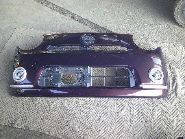 ミラココア DBA-L675S 純正 フロントバンパー R59 ブラムブラウンクリスタルマイカ フォグ付拍卖