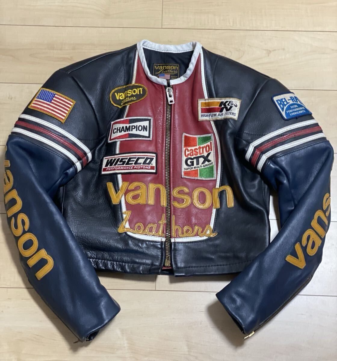 VANSON バンソン ワンスター ライダース レザージャケット 38 USA製 ワッペン拍卖