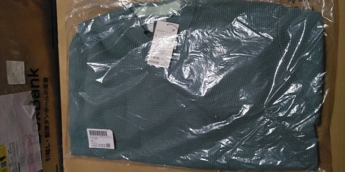未使用自宅保管品CIAOPANIC TYPY ユニセックスキープシェイプワッフルニットプルオーバー カラーグリーン サイズL拍卖