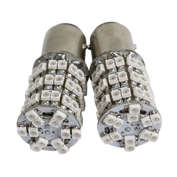 Б 高輝度 LED バルブ S25/BAY15d ダブル段違い 180度 12V 60連 バックランプ ブレーキ ウインカー ナンバー 2個 レッド/赤拍卖