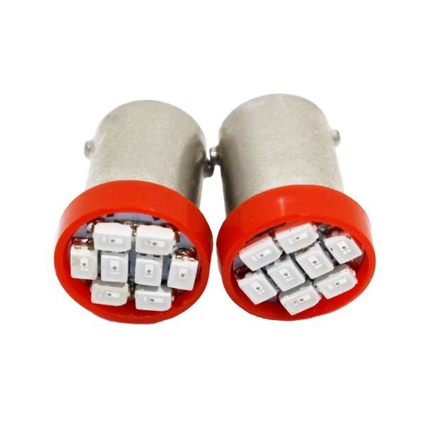 Б 【メール便】 高輝度 LED バルブ BA9s/G14 平行ピン 180度 SMD 8連 12V シングル バック ランプ ナンバー灯 ポジション 2個 レッド/赤拍卖