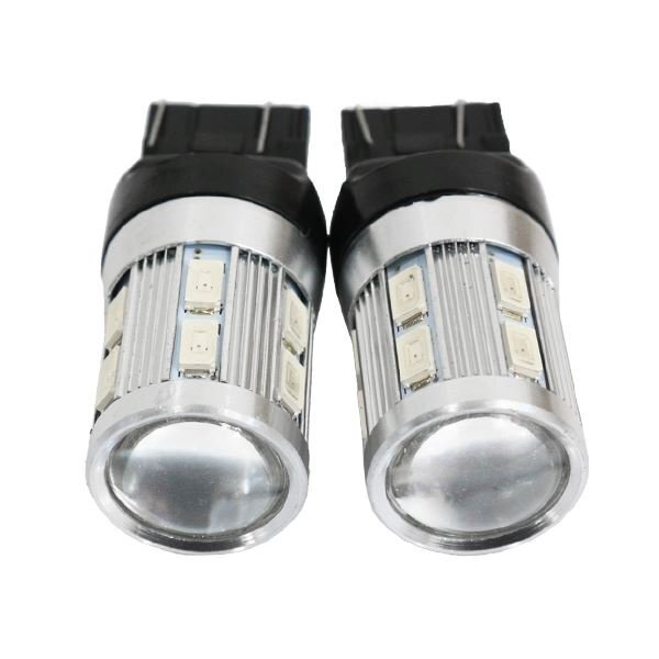 Б CREE製 プロジェクターレンズ ステルス仕様 LED バルブ T20 12V-24V SMD 5W ダブル球 12連 テールランプ バックランプ 2個 レッド/赤拍卖