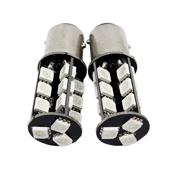 Б 高輝度 LED バルブ S25/BAY15d ダブル段違い 180度 3chip SMD 27連 バックランプ ウインカーランプ ナンバー灯2個 レッド/赤拍卖