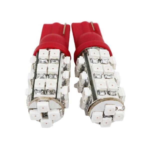 Б 【メール便】 高輝度 汎用 LED バルブ T10 SMD 28連 シングル ポジション ナンバー ルーム ランプ ライセンス ウェッジ 2個 レッド/赤拍卖