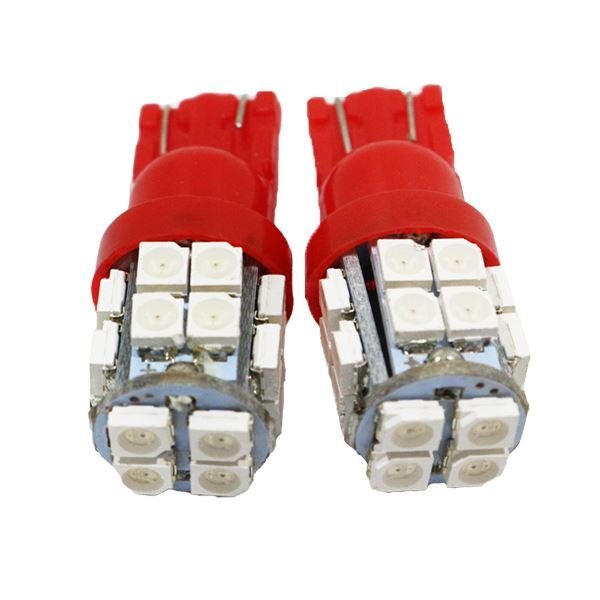 Б 【メール便】 交換 LED バルブ T10 SMD 20連 12V シングル ランプ ナンバー灯 ポジション ルーム ウェッジ T13 T16 2個 レッド/赤拍卖