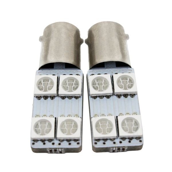 Б 【メール便】 高輝度 LED バルブ BA9s/G14 平行ピン 180度 SMD 3chip 4連 12V シングル ランプ ルーム ポジション 2個 レッド/赤拍卖