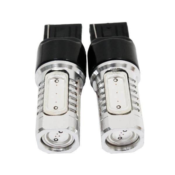 Б 高輝度 スクエアチップ アルミヒートシンク 7.5W LED バルブ T20 ダブル 無極性 12V-30V バックランプ にオススメ 2個 レッド/赤拍卖