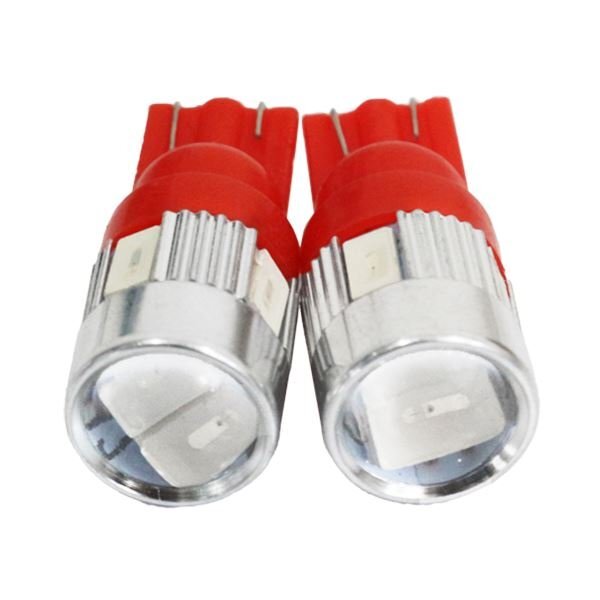 Б 【メール便】 高輝度 汎用 LED バルブ T10/T13/T16 6連 12V-24V 無極性 SMD シングル球 ポジション ナンバー ルーム 2個 レッド/赤拍卖
