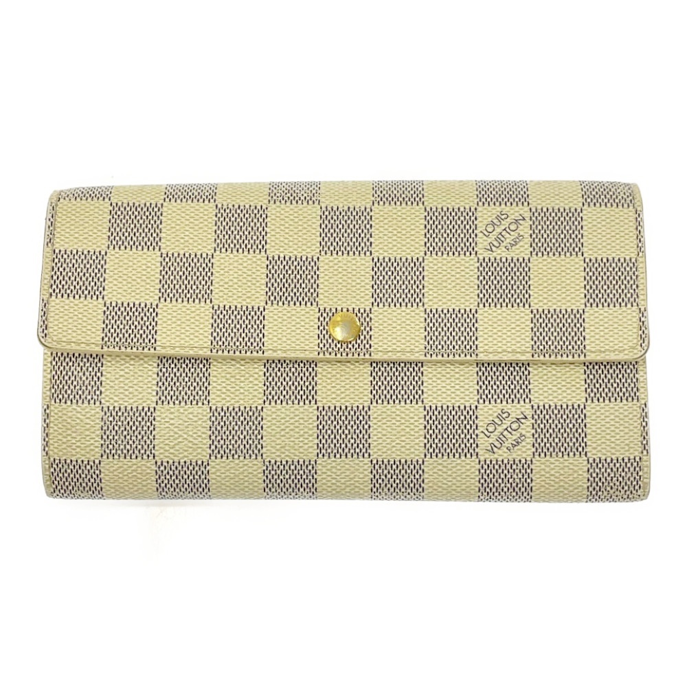 LOUIS VUITTON ルイ・ヴィトン N61735 ダミエアズール PVC ポルトフォイユ サラ 長財布 ホワイト 300981 長財布拍卖