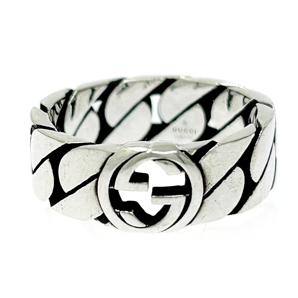 【箱付き】 GUCCI グッチ シルバー インターロッキング ワイド リング 4.3g 925刻印 307449 リング・指輪拍卖