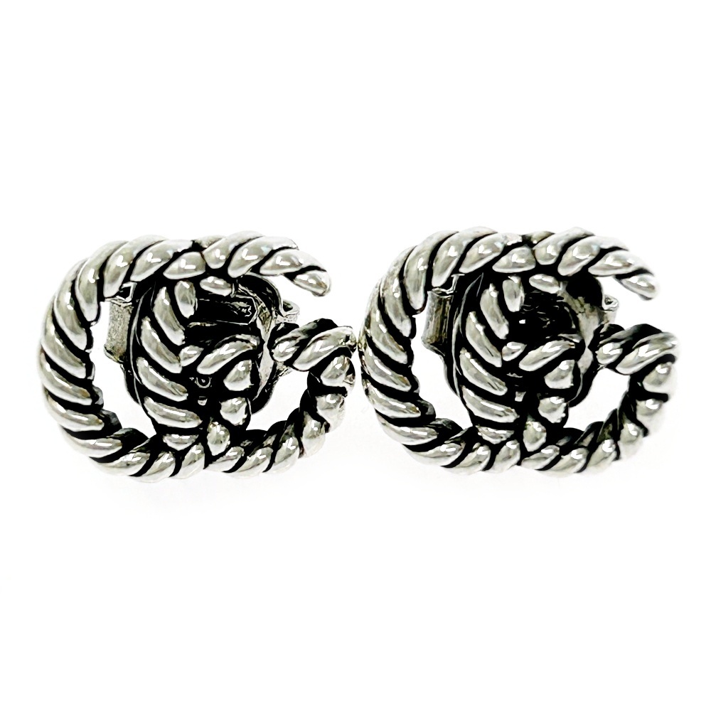 【箱付き】 GUCCI グッチ シルバー ダブルG ツイスト ピアス 3.6g 925刻印 304560 ピアス拍卖