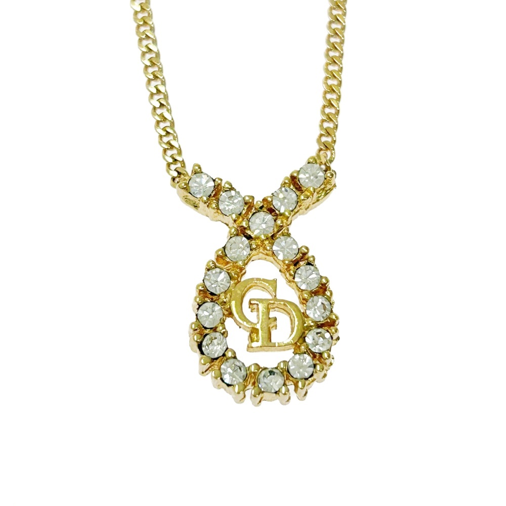 Christian Dior クリスチャンディオール GP ラインストーン CDロゴ ネックレス レディース ゴールド 407855 ネックレス拍卖