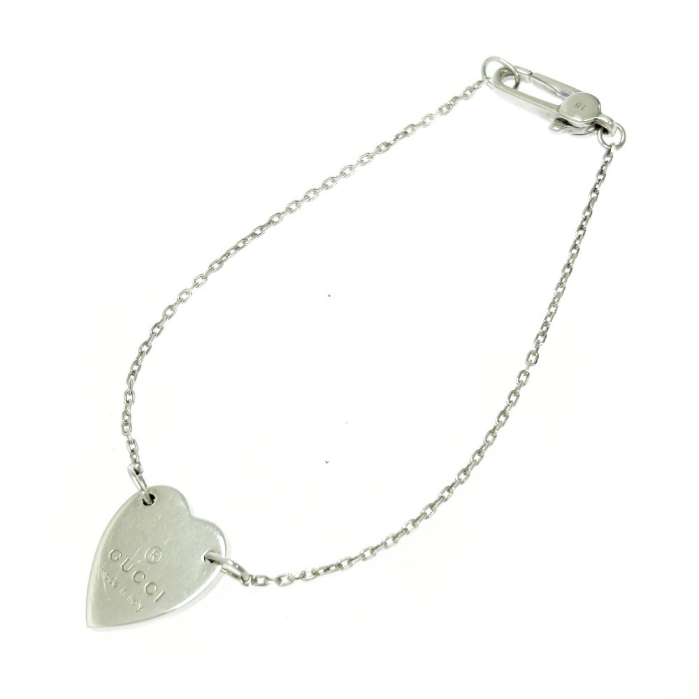 【箱付き】 GUCCI グッチ シルバー ロゴ ハート ブレスレット 5.4g 925刻印 471214 ブレスレット拍卖