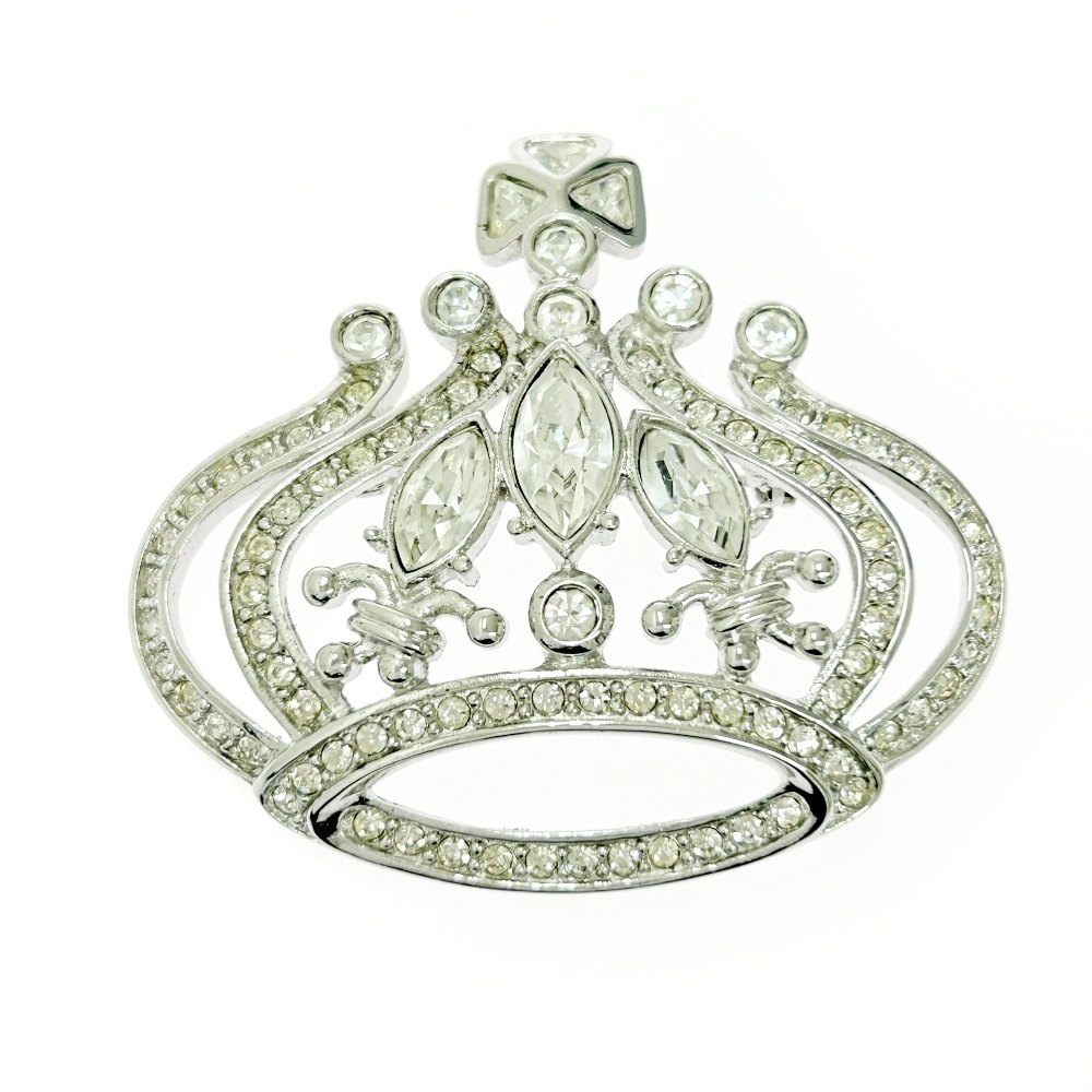Christian Dior クリスチャンディオール メタル ラインストーン クラウン ブローチ ペンダントトップ シルバー 494059 ブローチ拍卖