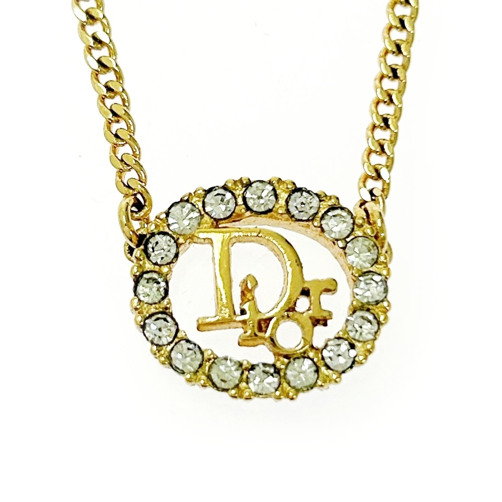 Christian Dior クリスチャンディオール GP ラインストーン Diorロゴ オーバル ネックレス ゴールド 499988 ネックレス拍卖