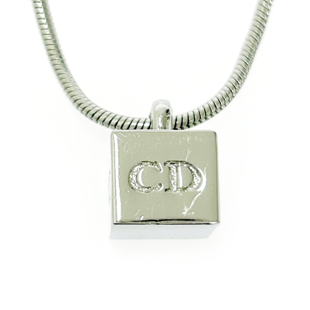 Christian Dior クリスチャンディオール メタル CDロゴ キューブ ネックレス シルバー 498032 ネックレス拍卖