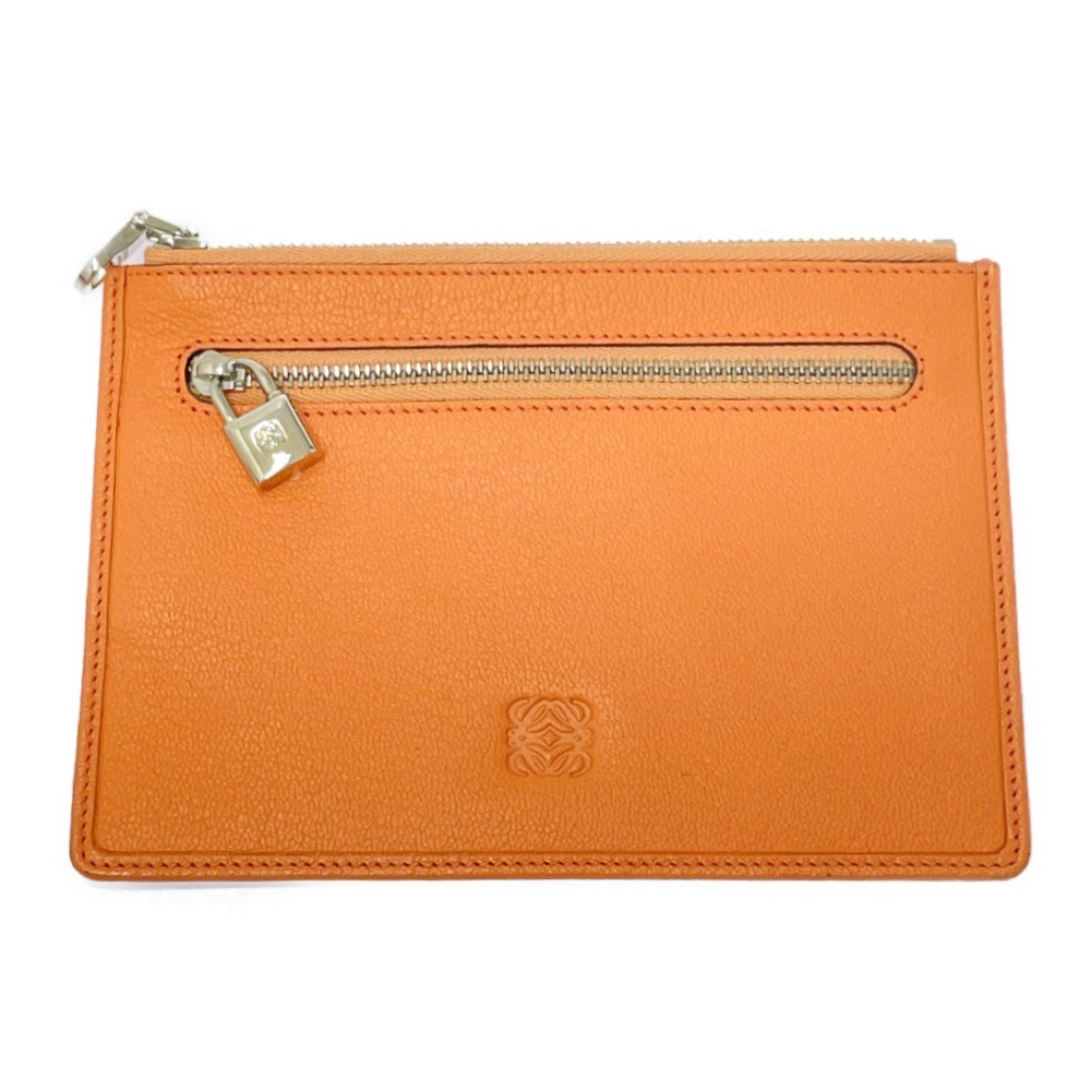 LOEWE ロエベ レザー アナグラム ポーチ オレンジ 494464 ポーチ拍卖