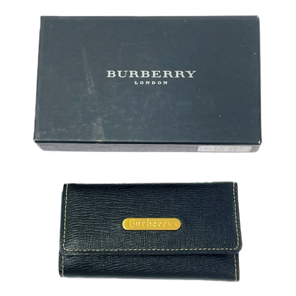【箱付き】 BURBERRY バーバリー レザー 3連 ノバチェック キーケース ブラック 491447 キーケース拍卖