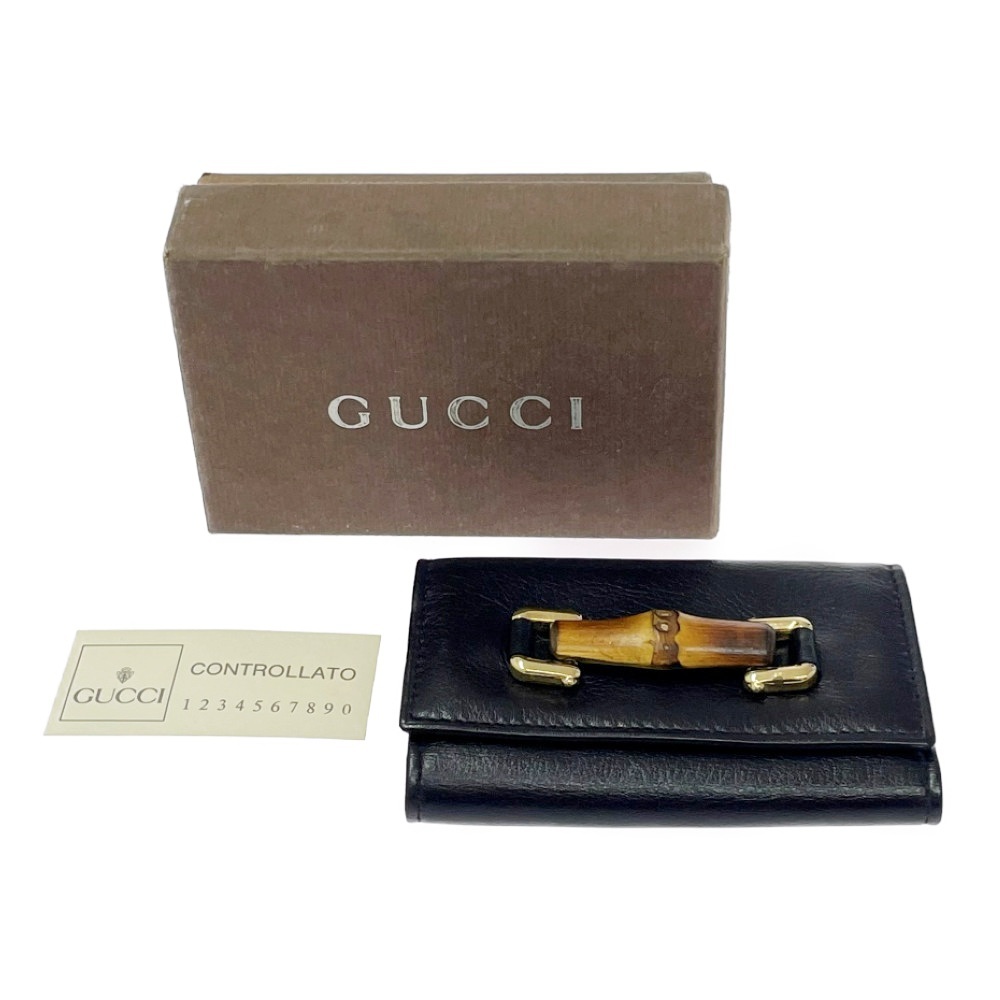 【箱付き】 GUCCI グッチ 033・0416・0812・0・06 バンブー レザー 6連キーケース ブラウン 491652 キーケース拍卖