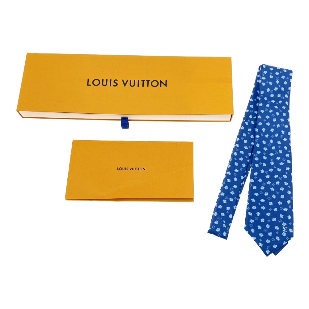 【箱付き】 LOUIS VUITTON ルイ・ヴィトン M78028 シルク ヴィヴィエンヌ スウィング ネクタイ ブルー 492071 ネクタイ拍卖