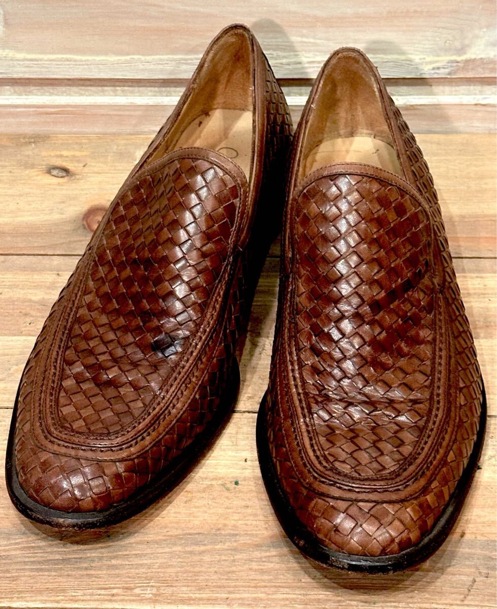 お洒落イタリア製 COLE HAAN コールハーン 編み込みローファー 革靴 26cm拍卖