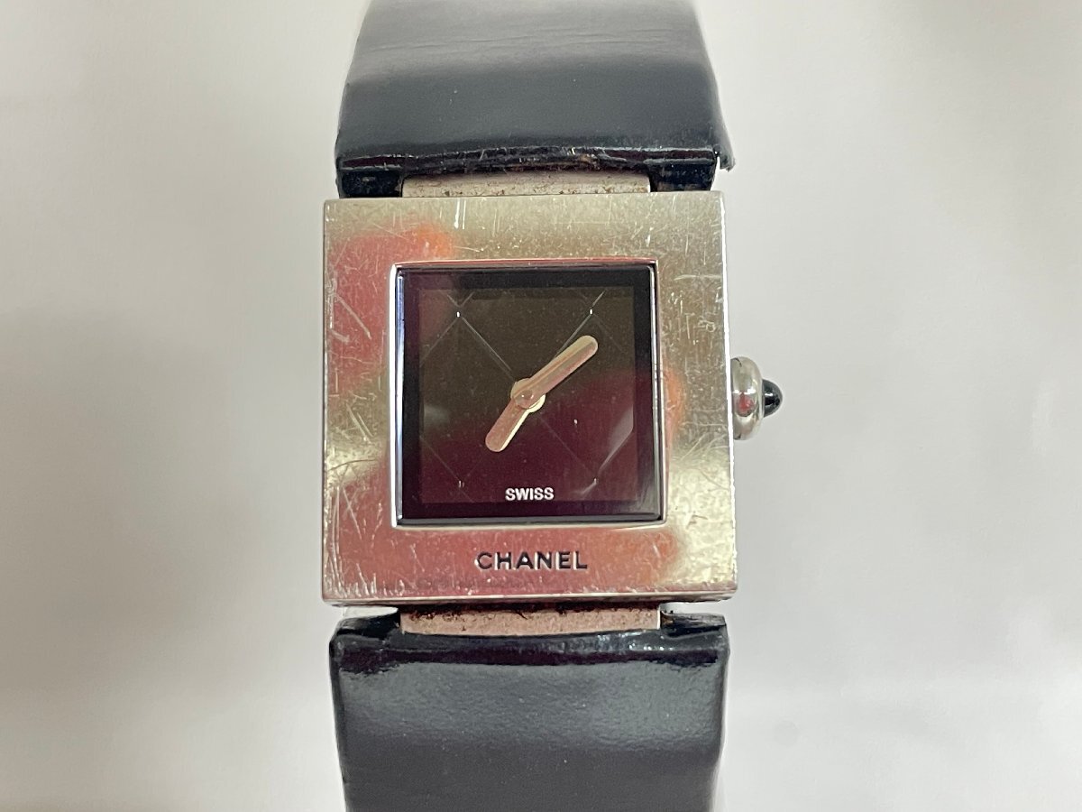送料無料 1円~ 不働 CHANEL シャネル H0116 QZ ブラック文字盤 レディース腕時計 正規替えベルト拍卖