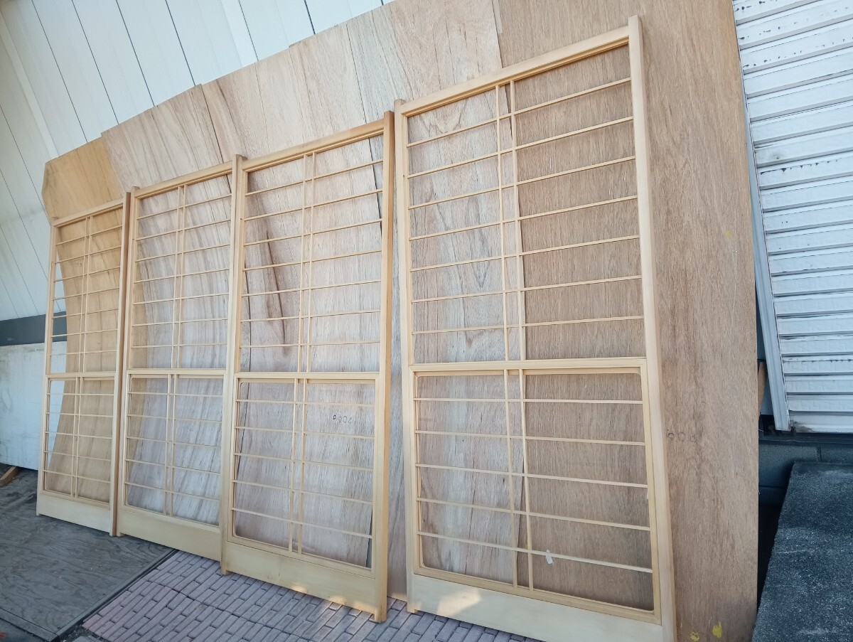 木製建具4本で1セット 障子 引戸 リフォーム 内装 建築 大工 インテリア 古民家 和室 廊下 DIY リノベーション 無垢拍卖