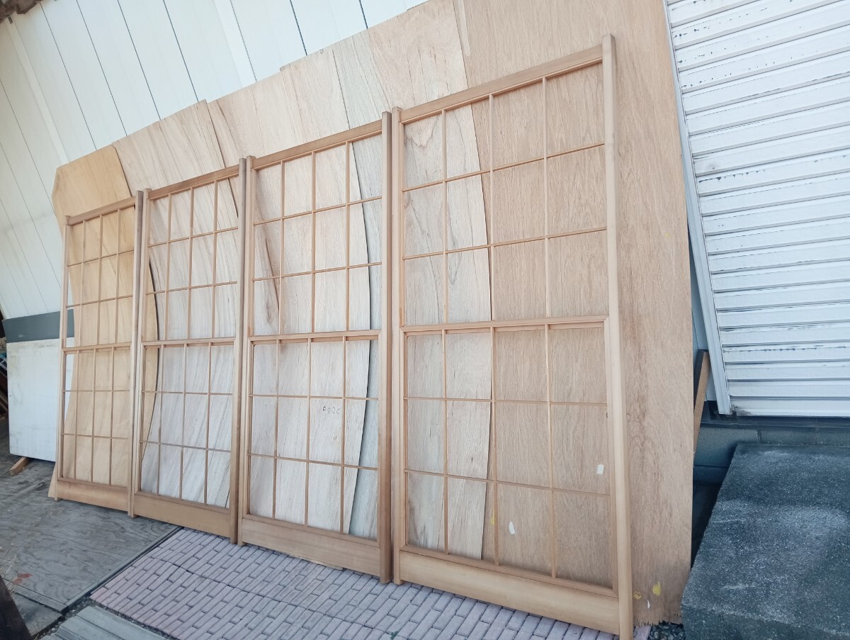 木製建具4本で1セット 障子 引戸 リフォーム 内装 建築 インテリア 古民家 和室 DIY リノベーション 無垢拍卖
