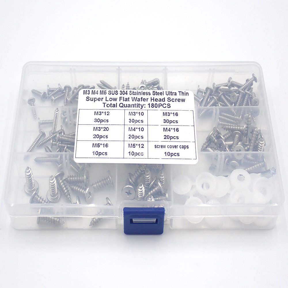 180本入 超低頭 ネジ セット M3 M4 M5 ステンレス タッピング ねじ レンチ ネジカバー 収納ケース付 プラス 十字 平頭 DIY 木ねじ拍卖
