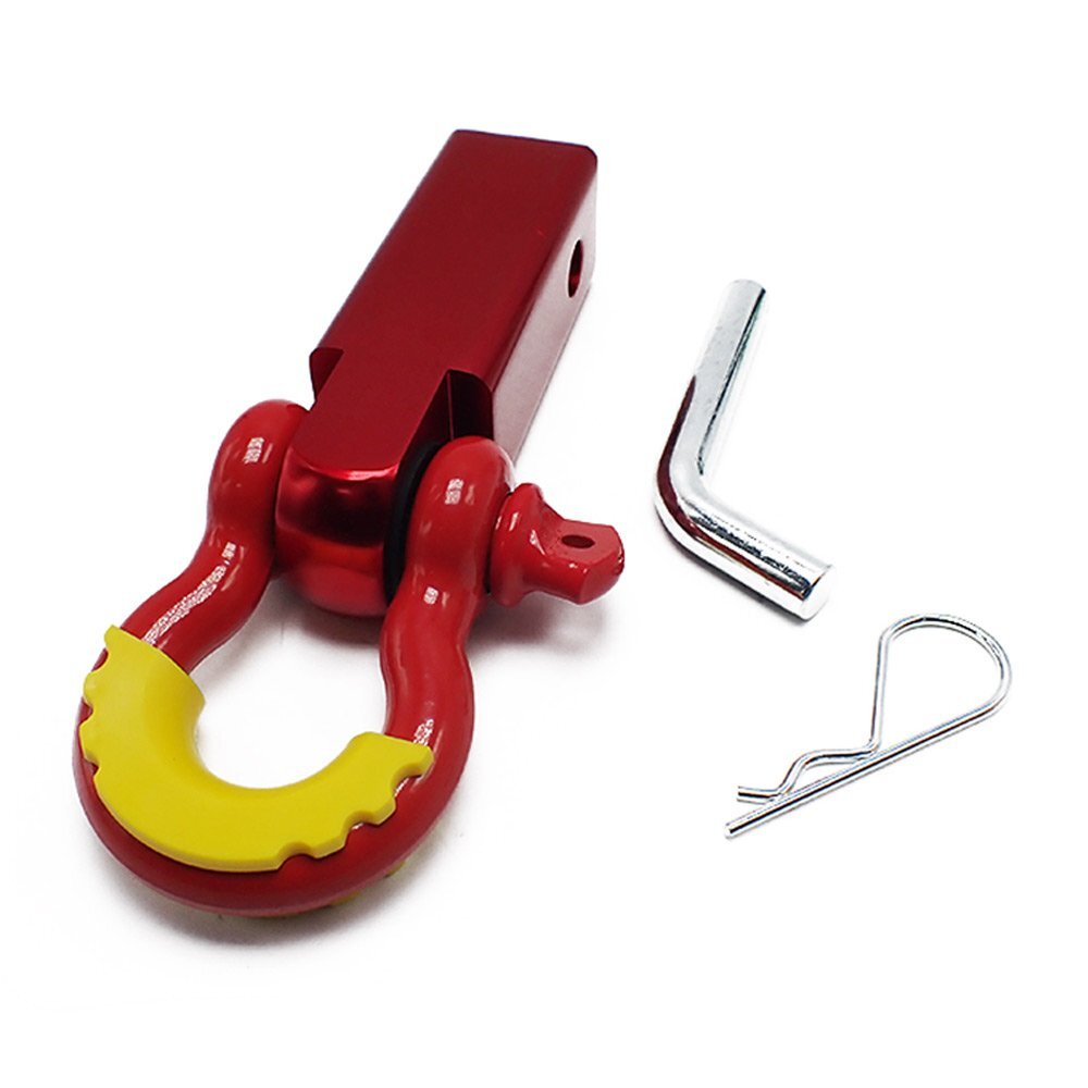 ハイエース レジアスエース グランエース 2インチ角 Dリング シャックル マウント ヒッチメンバー ヒッチレシーバー 牽引フック レッド 赤拍卖