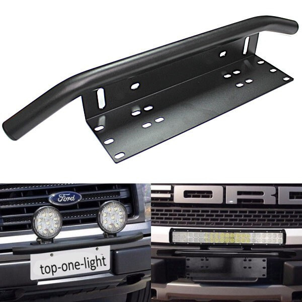 汎用 フロント バンパーステー パイプバンパー ライトステー ワークライト ナンバーステー ナンバープレート ブラック拍卖