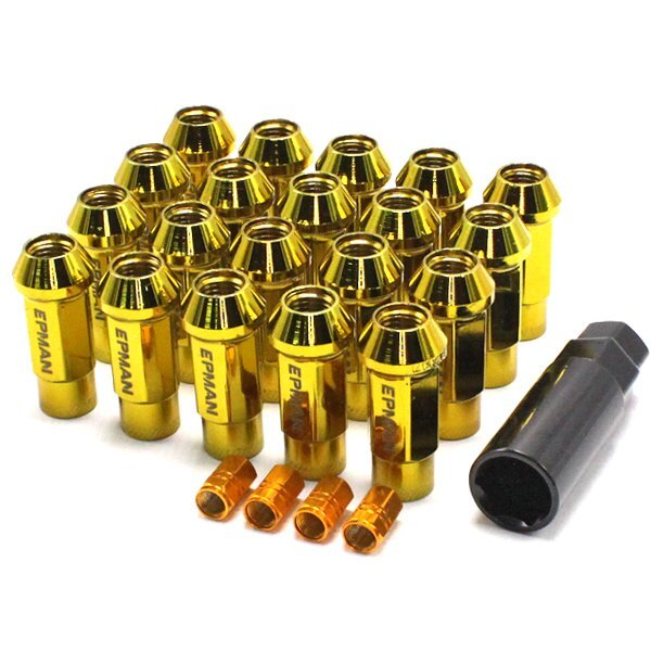 ホイールナット M12×P1.5 20個 スチール製 ロング 貫通型 自動車 レーシングナット トヨタ ホンダ マツダ ゴールド 金 送料無料拍卖